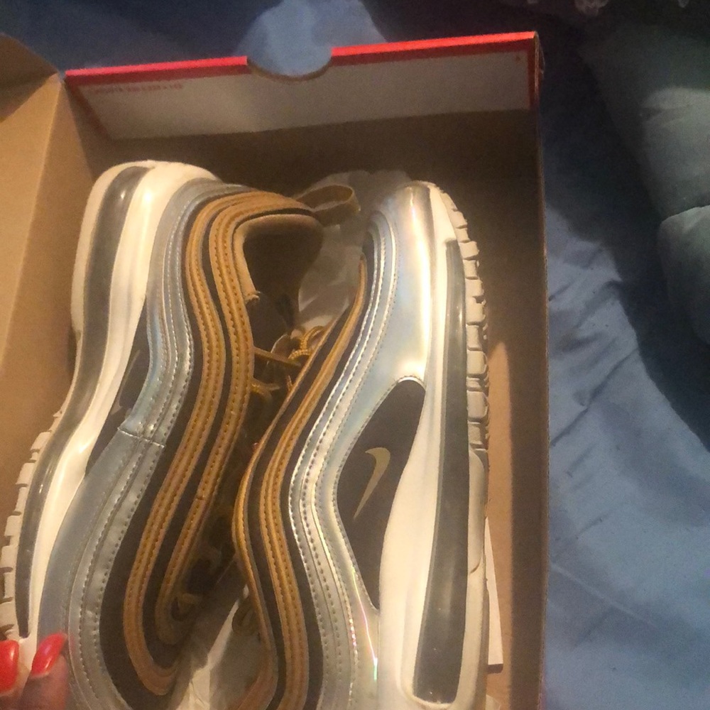 Women Nike Air Max 97 silver gold and white